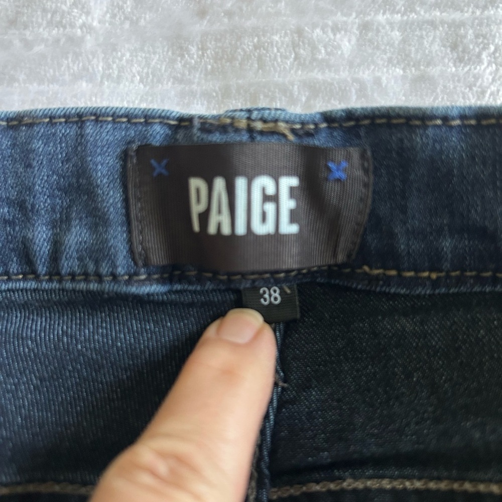 PAIGE Federal Blakely Blue Straight Jeans with Subtle Fading Sz 38 - Picture 3 of 7